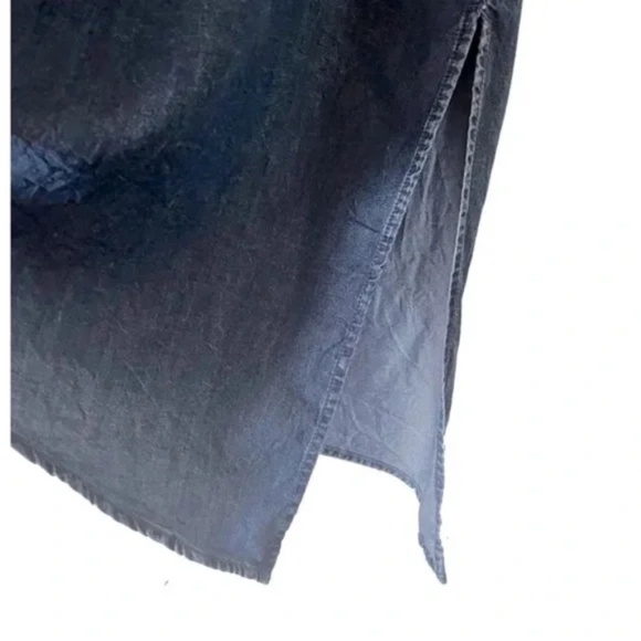 Topshop | Indigo Chambray Asymmetrical Spaghetti Strap Midi Dress, Size 10 - Picture 2 of 6